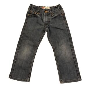 Levis 511 Slim Jeans Toddler Boys Size 3T Gray Dark Wash Adjustable Waist Denim